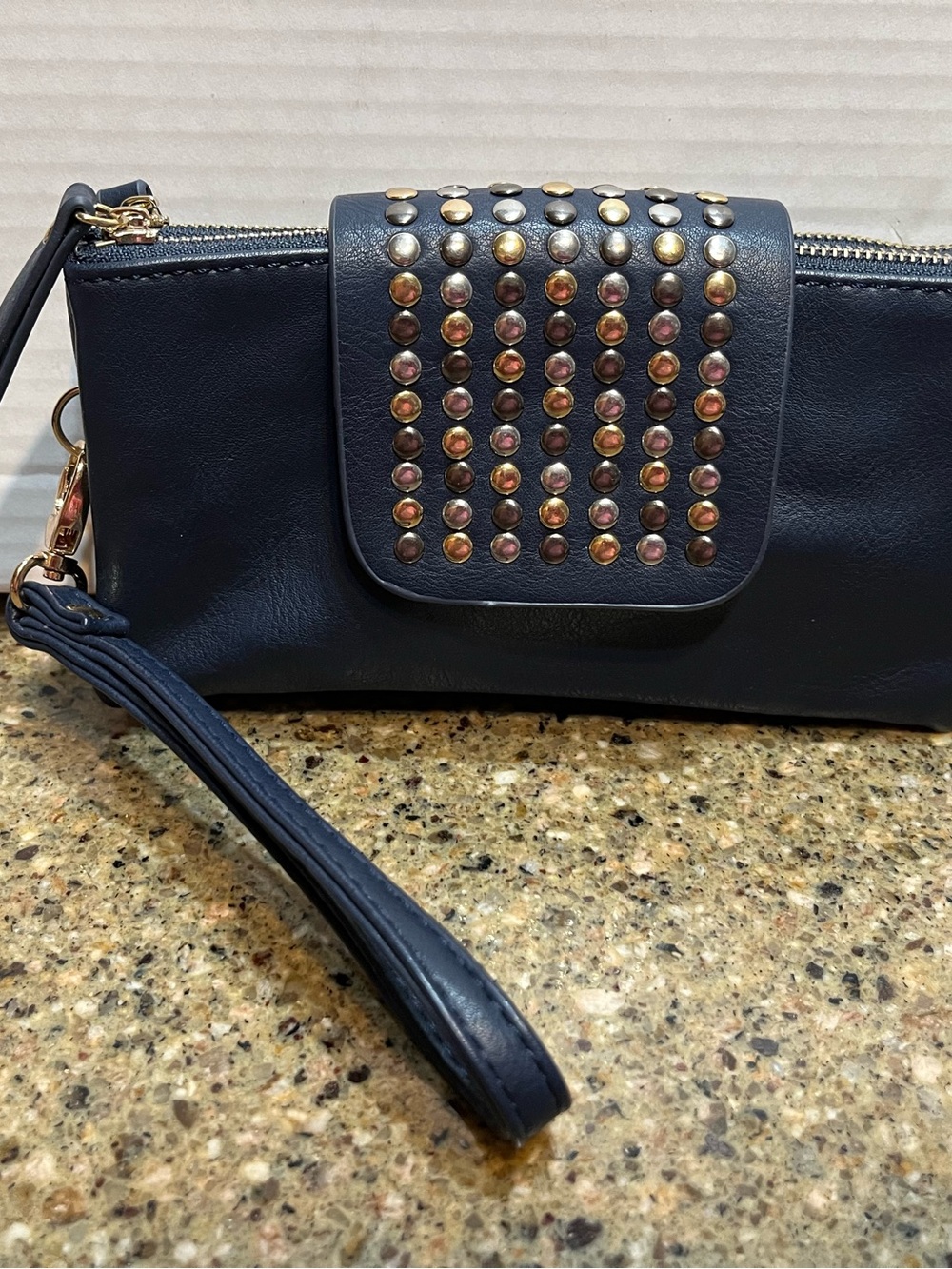 Olivia Miller Black Soft Wallet Wristlet 3 Studded Colors
